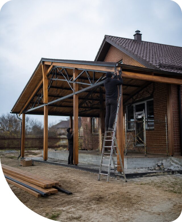 Пристройка навеса к дому и участку в Нальчике под ключ